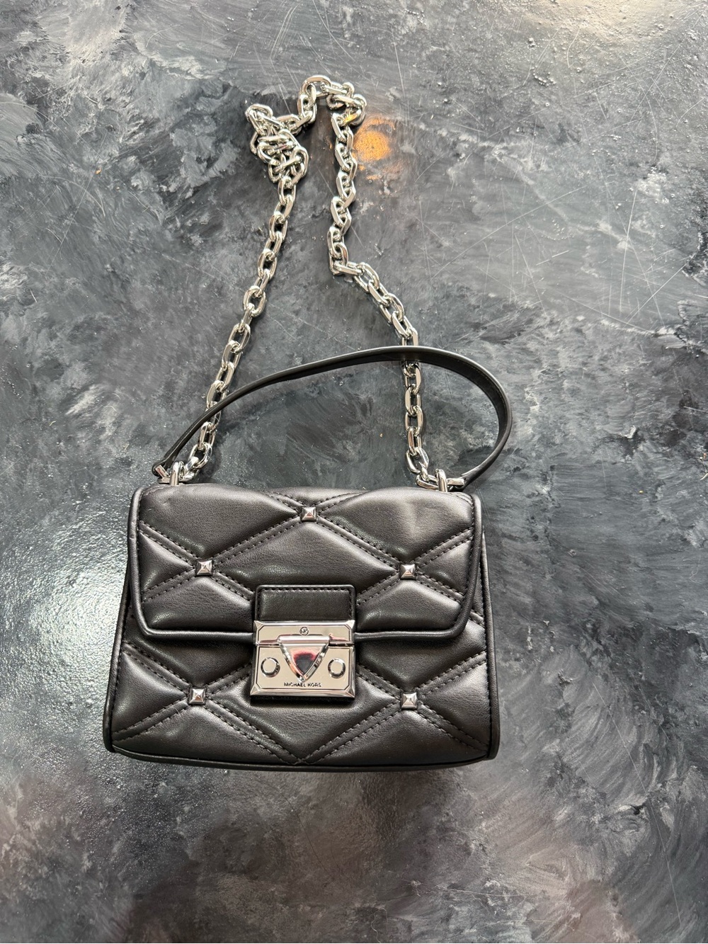Michael Kors Black Quilted Chain-Handle Crossbody